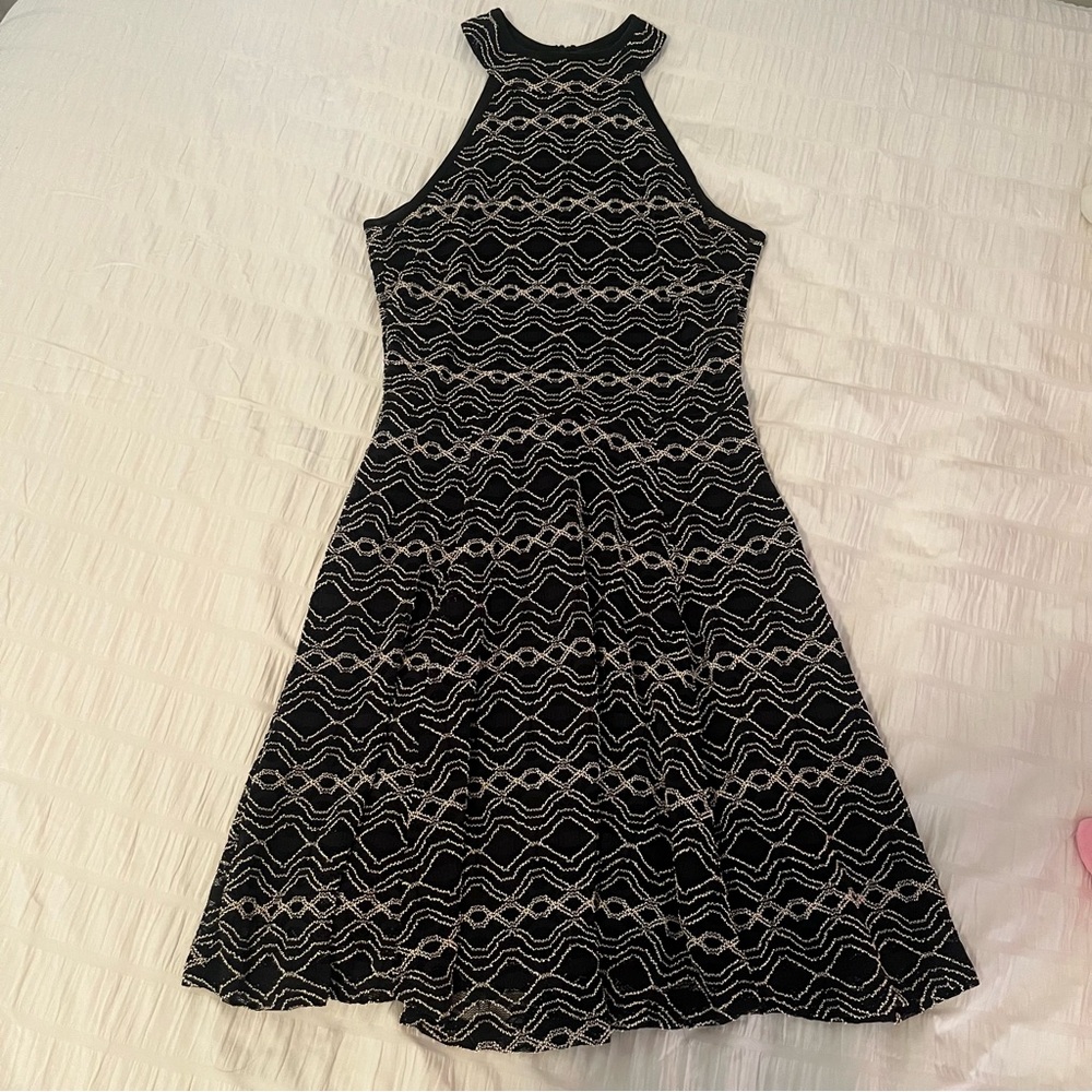High neck black dress